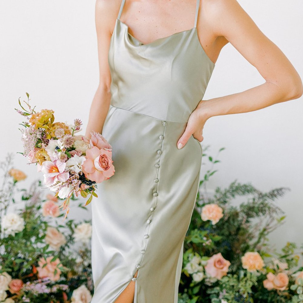 Revelry Billie Satin Dress - Emerald - NWT